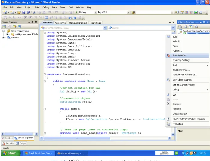 Figure 2 : PS Screenshot showing Evaluation by Stylecop VI. C onclusion