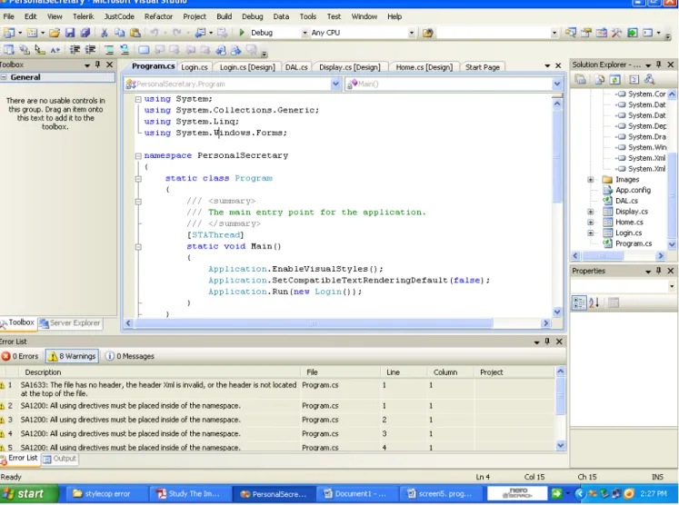Figure 3 : PS Screenshot showing Evaluation by Stylecop improved software quality attributes in PS