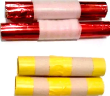 Fig. 3 Colored paper rolls used in the assembly task.