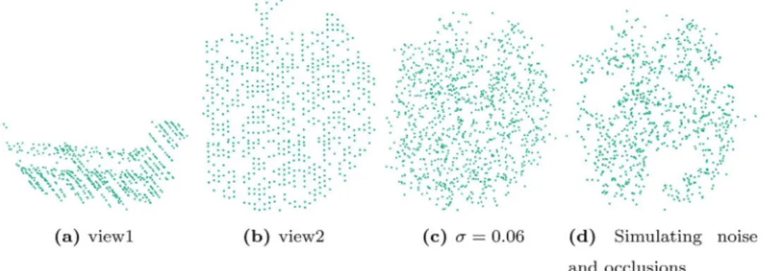 Fig. 2. simulating noise, density change, and occlusions. (a) View1 of a 3D local patch p  1  