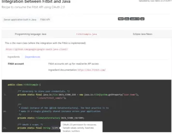 Figure 1: Code Recipe visualized in a web interface