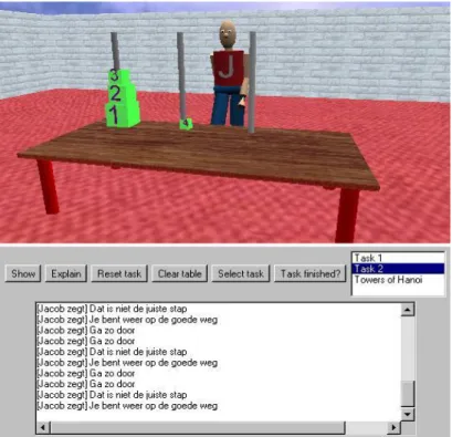 Figure 4.3. The Jacob agent teaching the tower of  Hanoi – (Courtesy of Evers &amp; Nijholt 2000)  