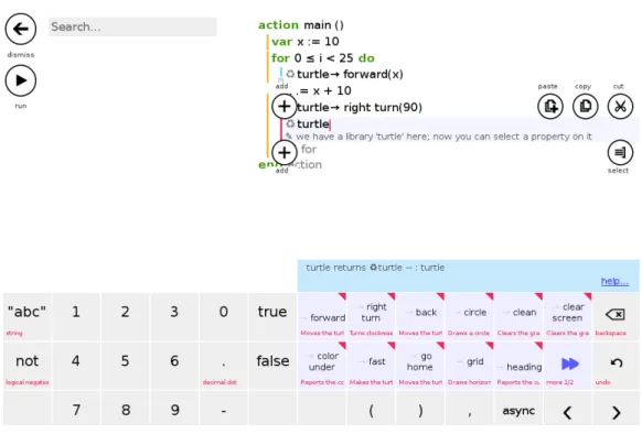 Figure 2.8: Screenshot of code editor in TouchDevelop.