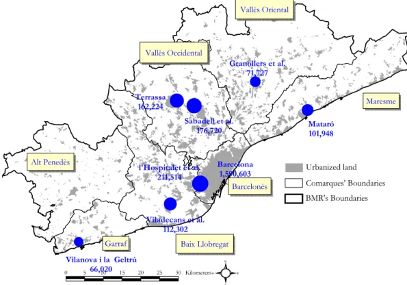 Figure 1: Urban Spatial Structure in the BMR: Centers