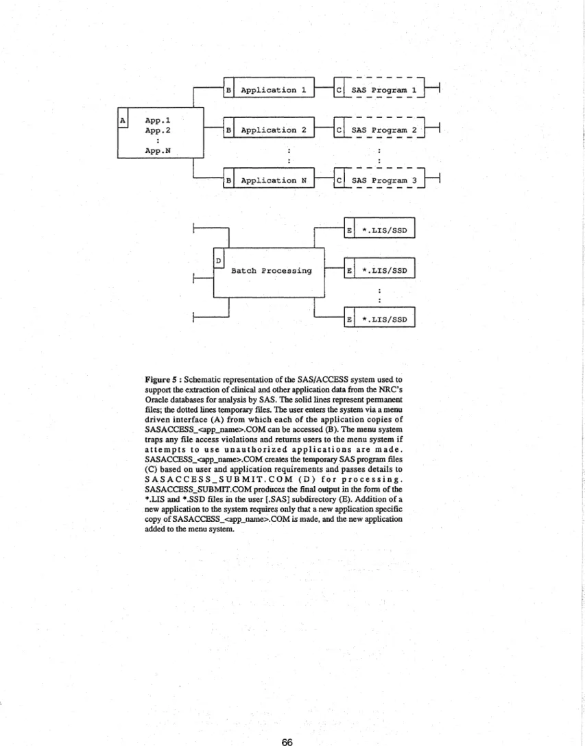 Figure 5 : Schematic representation of the  SAS/ACCESS system used to  support the extraction of clinical and other application data from  the NRC's  Oracle databases for analysis by SAS