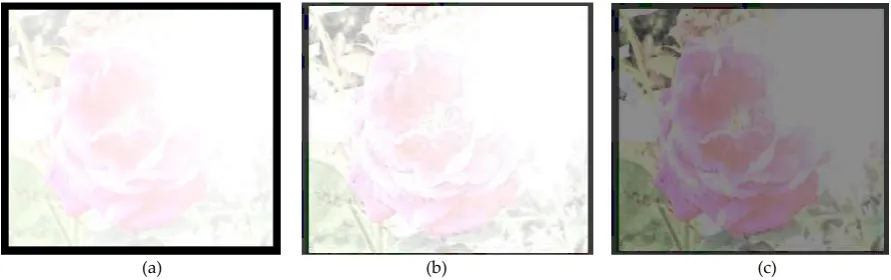 Figure. 8 (a) Original image of “Flower” (b) Enhanced image of “Flower” with the ACO algorithm (c) modified image with the proposed cuckoo optimization algorithm