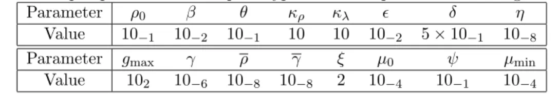 Table 3.1: Input parameters for a prototype Matlab implemenation of Algorithm 1.