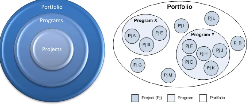 Figure 3: Relation between projects, programs, and the portfolio 