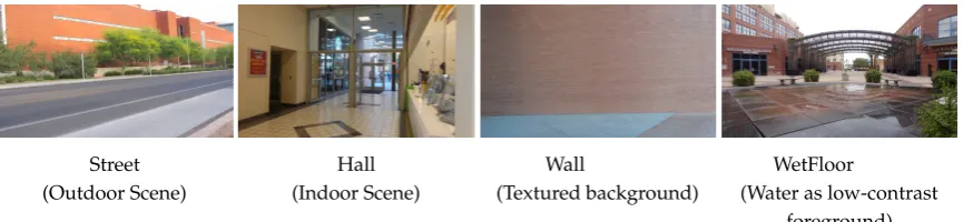 Figure 1. Reference background images for different scenes in the Reconstructed Background Quality(ReBaQ) Dataset