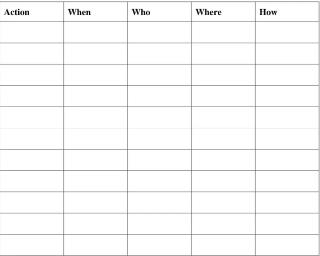Figure 17 – Action Planning Sheet 