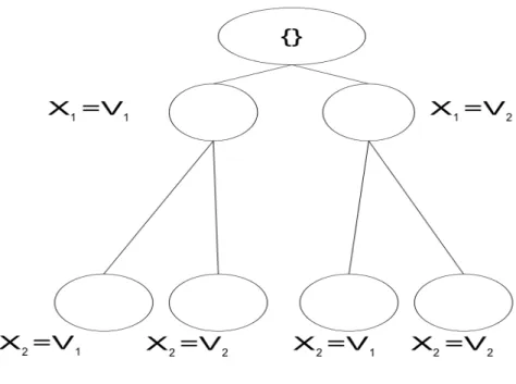 Figure 2.1: An example of search tree including two variables