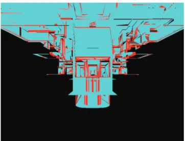 Figure 3 - Usage of the visibility detection algorithm using  view window coupled with a smaller visibility results in a lot of  false negatives (red colored surfaces) 