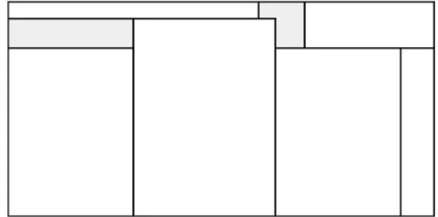 Figure 2.5: A six items packing that cannot be obtained by considering restricted positions Q R only.