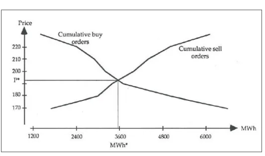 Figure 5 The equilibrium spot price for electricity given the order book specified by Table 1 