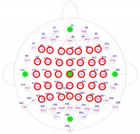 Figure 3.8: Positions of the electrodes used in our experiments.