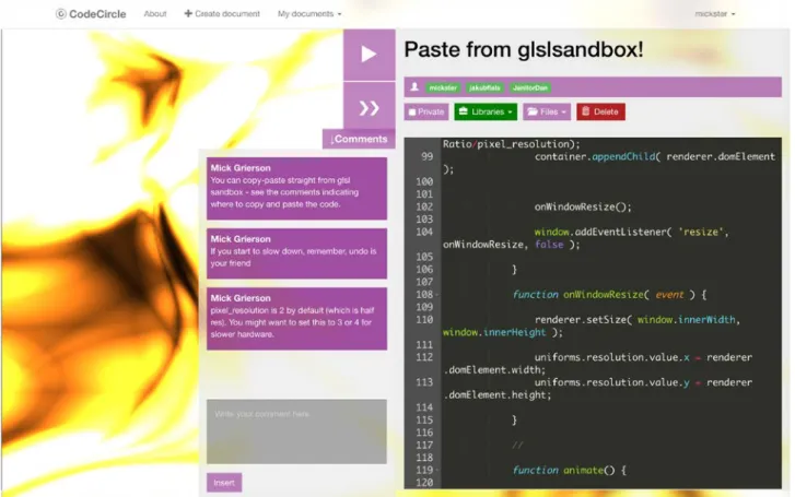 Figure 3: WebGL shader code executing in the Code Circle platform 