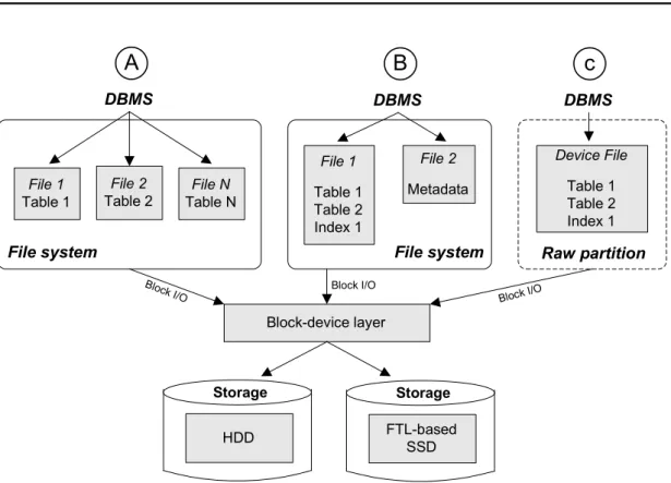 Figure 2.2.: DBMS storage alternatives.