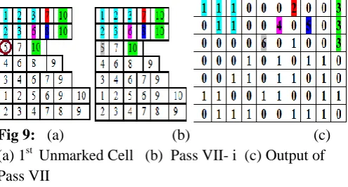 Fig 8:      (a)                            (b)                                  (c)  (a) 1st  Unmarked Cell       (b)  Pass VI- i         (c) 