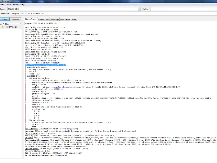 Figure 12: Zenmap trying to retrieve build information and system information 