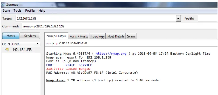 Figure 14: Zenmap checking if mongo simple http interface is runnning 