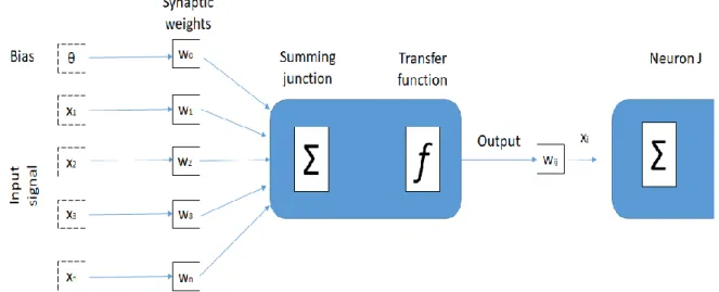 Figure 2.1 An example of a neuron in a typical structure of Artificial Neural Network  (Ele and Adesola, 2013) 