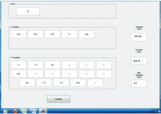 Fig. 2. Interface for Calculating Effort.