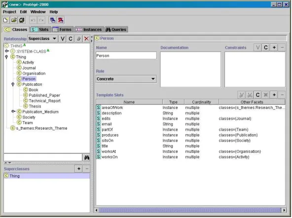 Figure 4.5: Prot´eg´e 2000 interface