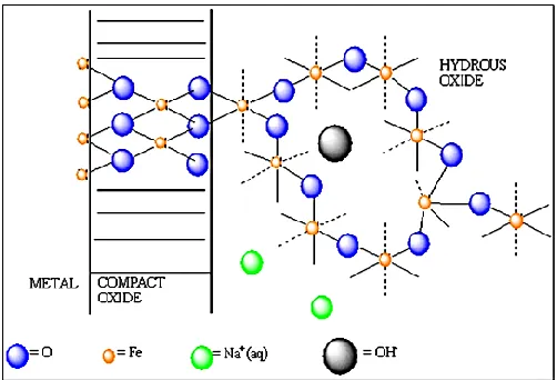Figure 2.  Schematic representation of the Burke-O‟Sullivan Duplex Layer Model of the oxide-solution interface