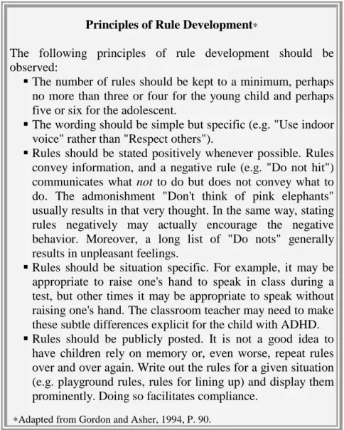 Table 3.7 presents the main principles of developing the classroom rules.  