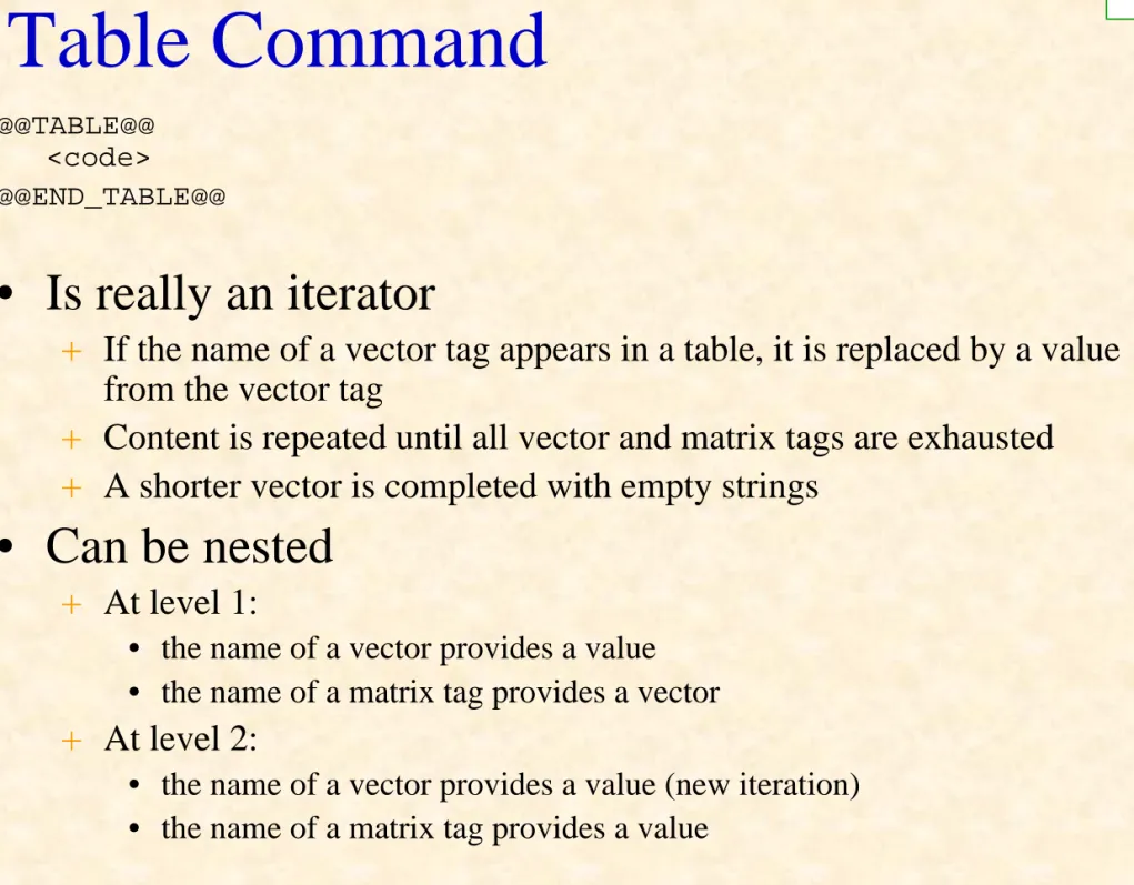 Table Command