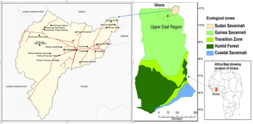 Figure 1: A Map of Bolgatanga Municipality 