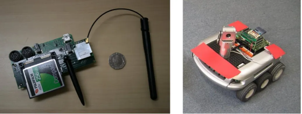Fig. 3. Gumstix (left) and Koala robot with video capability (right).