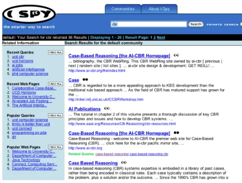 Fig. 6 An example I-Spy result-list showing a set of results retrieved for a given query