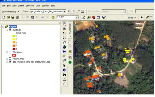 Figure  28. A detail of the buildings risk map of the pilot area 