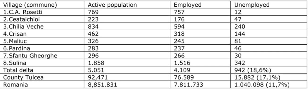 Table 1.   The active population, employed and unemployed (The Census of the population and  dwellings March 2002)  