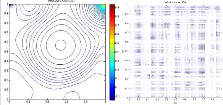 Figure  6. (a). Pressure  contour  when  Re =1000                (b). Velocity  Vector when  Re =1000 