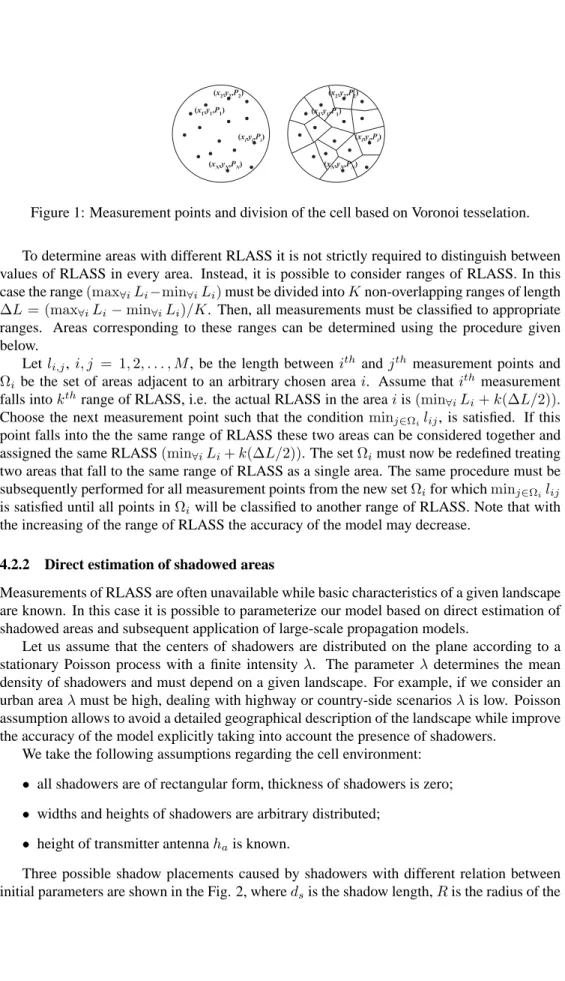 Figure 1: Measurement points and division of the cell based on Voronoi tesselation.