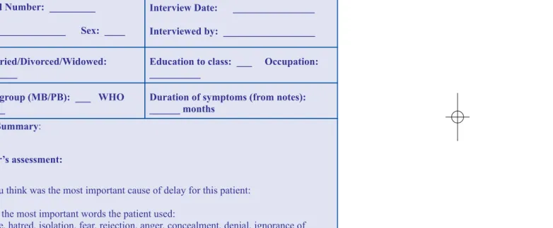 Figure 5: Other information to record from interviews