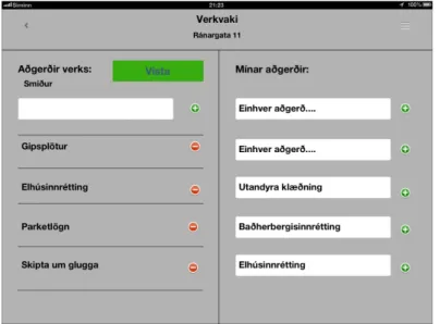 Figure 4: Screen for projects task list 