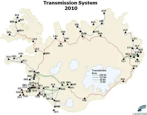 Figure 1: Iceland Transmission Network (Geographical) x