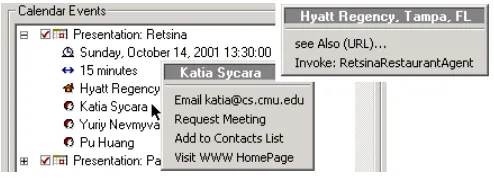 Fig. 3. Browsing schedules and invoking context-based services/agents.