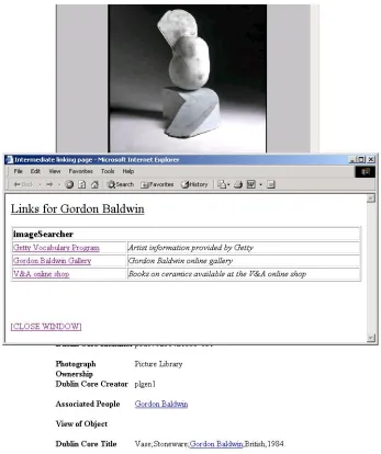 Figure 3.3 An example of the list of links presented on the ‘intermediate linking’ page asa result of clicking on a link for Gordon Baldwin on the ‘more info’ page