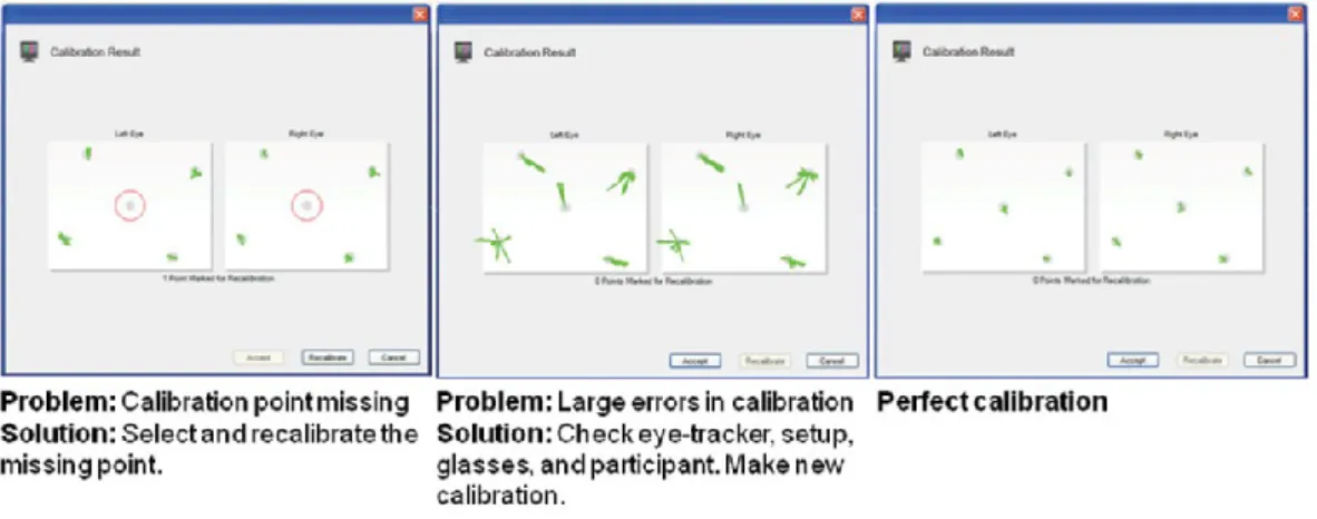 Figure 7. Tobii Studio participant calibration (Tobii Technology 2010c). 