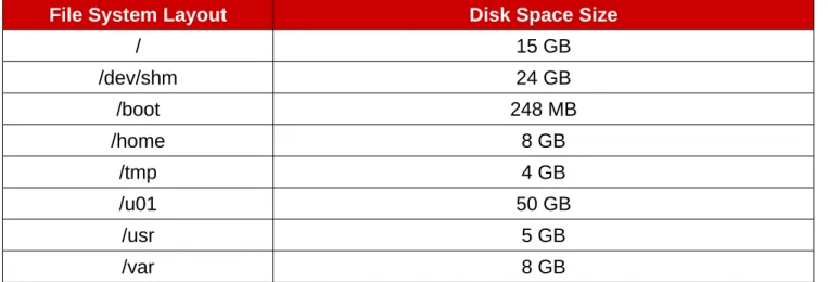 Table 2.4.2: File System Layout specifies the file system layout for the two servers used in  this reference architecture