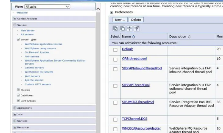 Figure 8. Edit thread pool settings for the application server