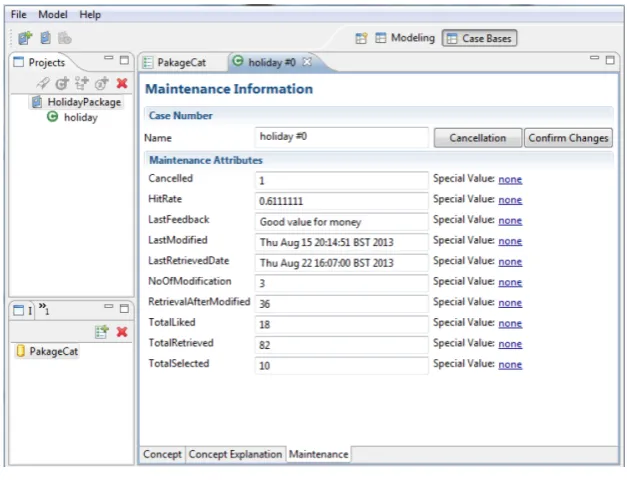 Fig. 3. The newly added maintenance view in myCBR