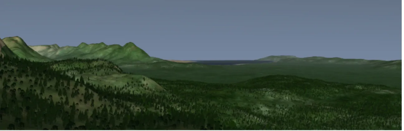 Figure  6  shows  another  view  on  the  final  3D  terrain model of the Earth and Vegetation layer in  this  scenario