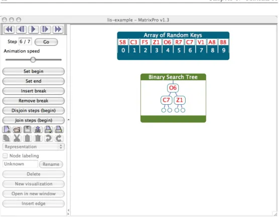 Figure 5.1: MatrixPro main window. On the left is the toolbar that allows manipulation of the animation, generated through dragging and dropping items in the visualization view on the right.