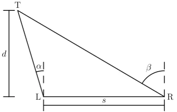 Fig. 5: Estimating the target distance d using triangulation