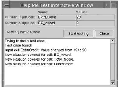 Figure 2: Help Me Test Window
